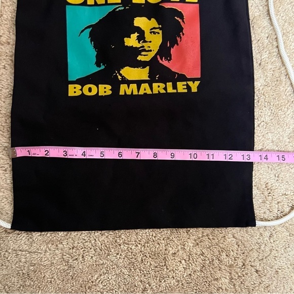 Bob Marley Black Drawstring Backpack 18x13 EUC - Picture 3 of 7